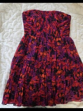 Shoshanna 100% Silk Strapless Floral Dress Size 6